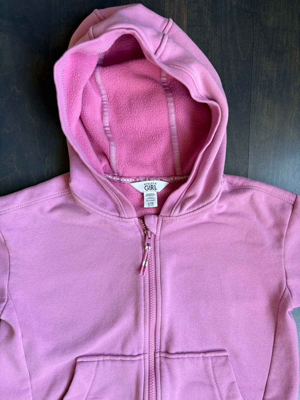 Athleta Girl Pink Zip Hoodie Size 12 - Picture 4 of 10